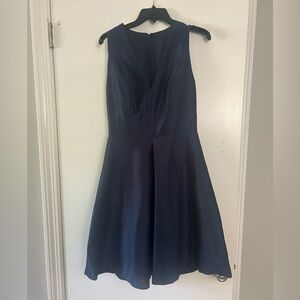 Alfred Sung Midnight Satin V neck Mini dress